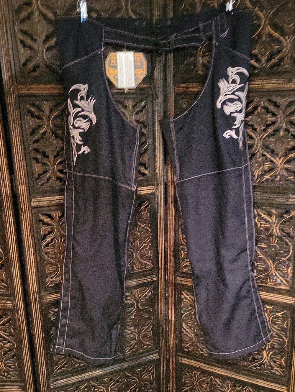 Milwaukee Performance  Chaps Black with Pink Tribal Embroidery SH1182